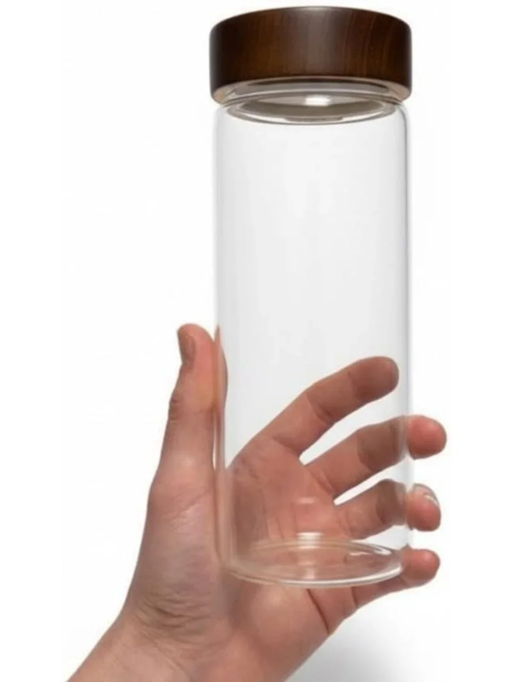Wide Mouth Glass Storage Jars with Acacia Wood Lids - 6 Pack Airtight Food